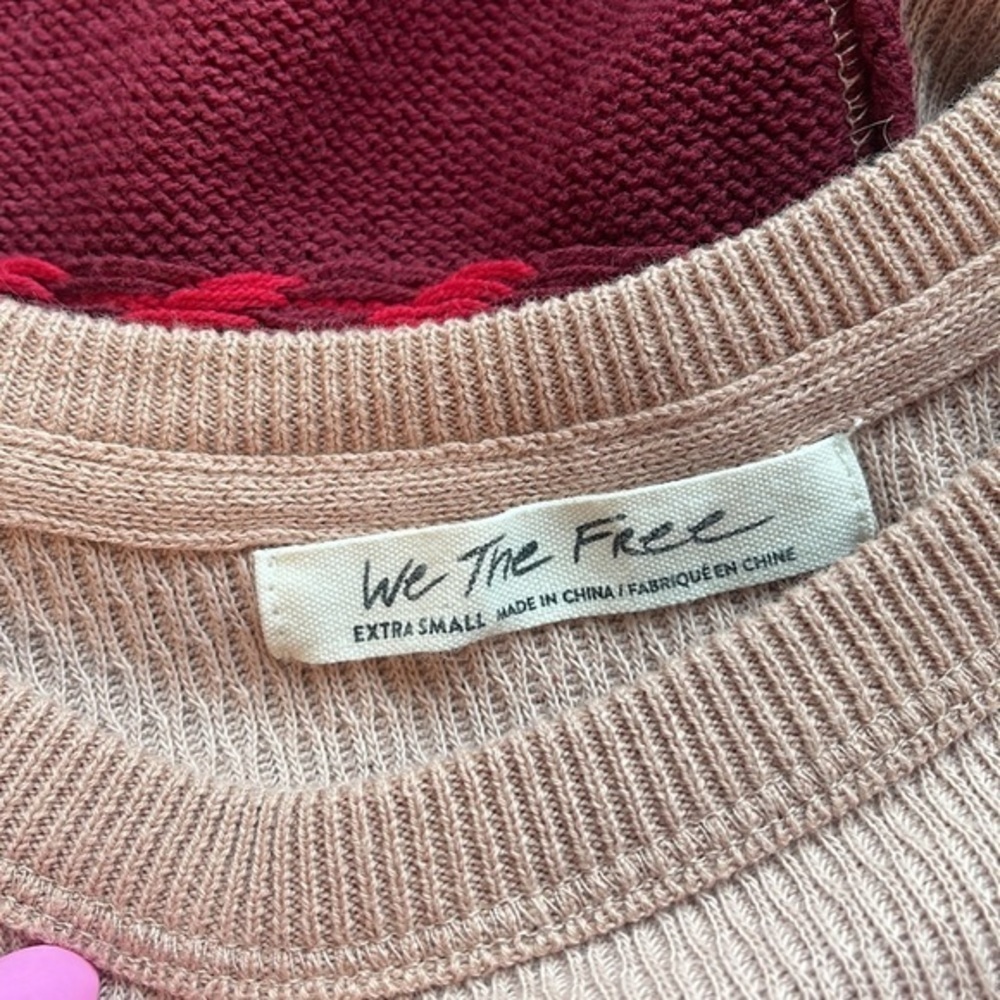 Women's Beige and Burgundy Sweater - Picture 6 of 7